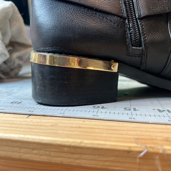 Vince Camuto Black and Gold Moto Boots - Picture 10 of 16